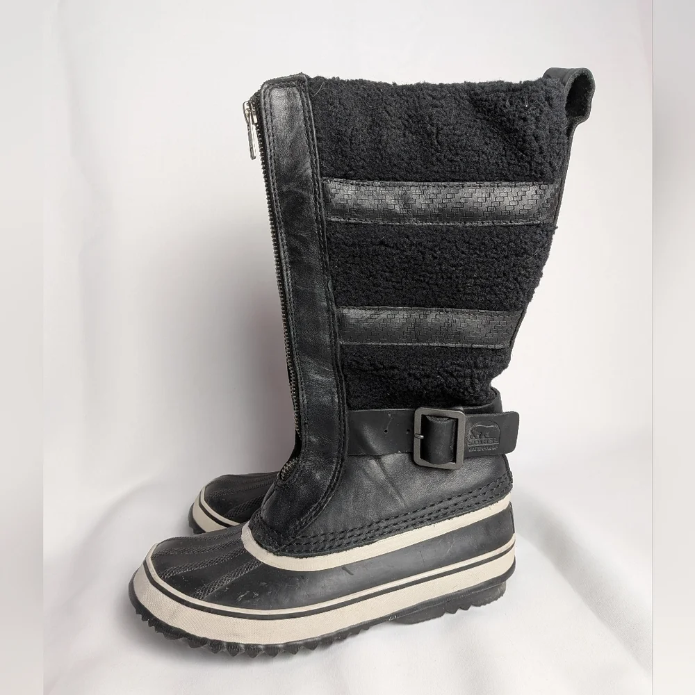 SOREL HELEN OF TUNDRA ll Winter Women Boots Size 6 Black Color Front Zipper - Picture 5 of 9